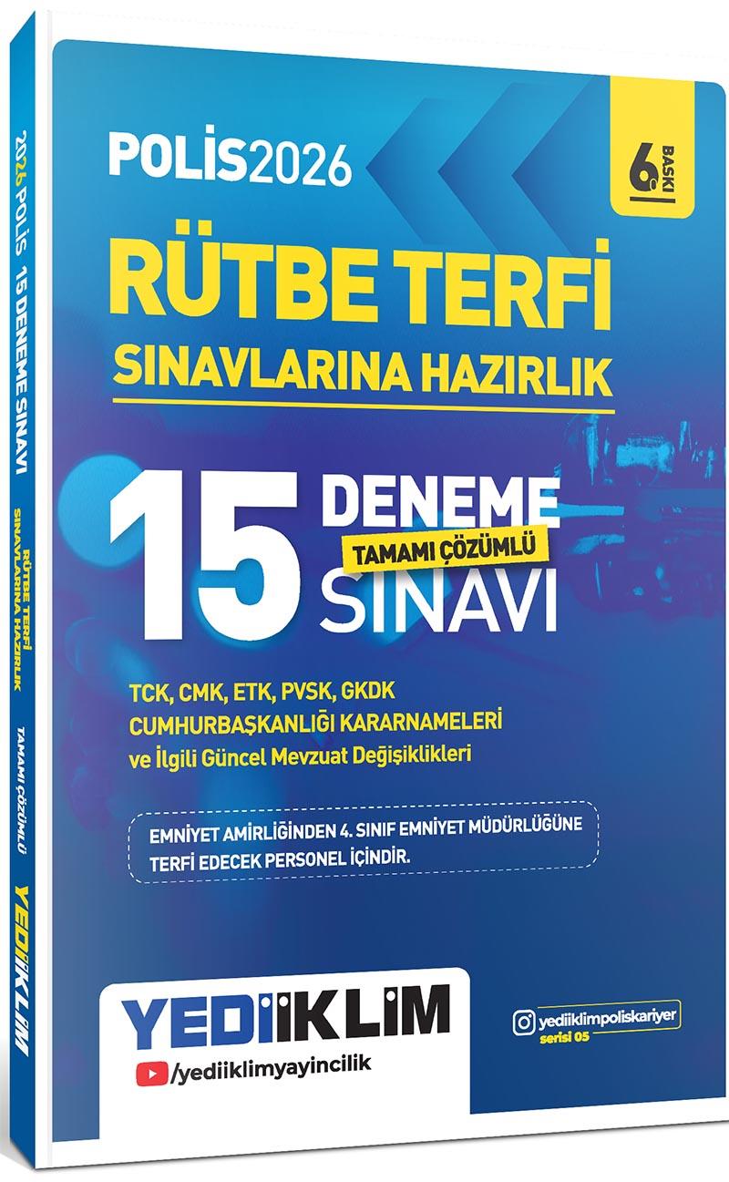 Yediiklim 2026 Polis Rütbe Terfi Sınavlarına Hazırlık Tamamı Çözümlü 15 Deneme Sınavı