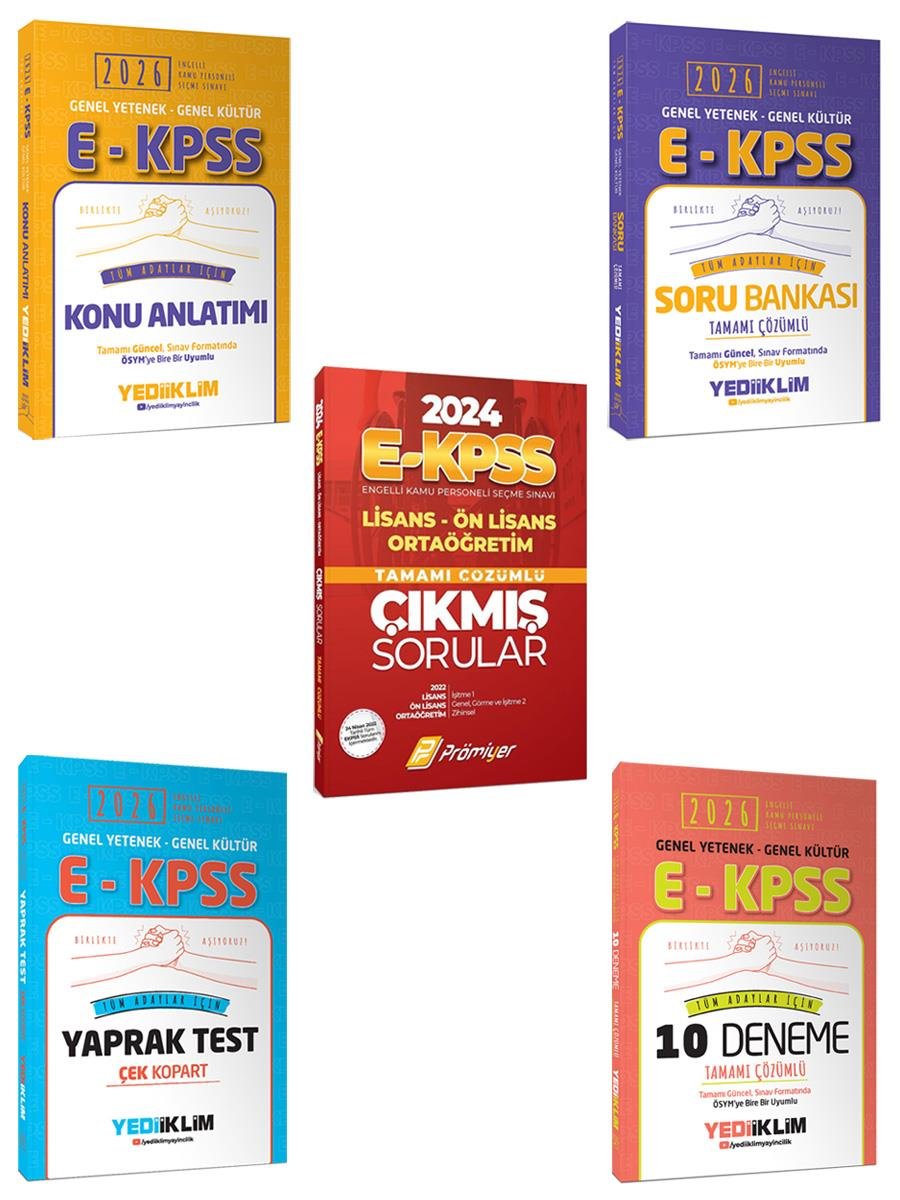 Yediiklim 2026 Tüm Adaylar İçin EKPSS GY-GK Konu Soru Deneme Yaprak Test Çıkmış Sorular 5 li Set