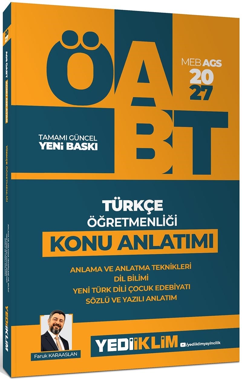 Yediiklim 2027 AGS ÖABT Türkçe Öğretmenliği Anlama ve Anlatma Teknikleri Dil Bilim Yeni Türk Dili Çocuk Edebiyatı Sözlü ve Yazıl