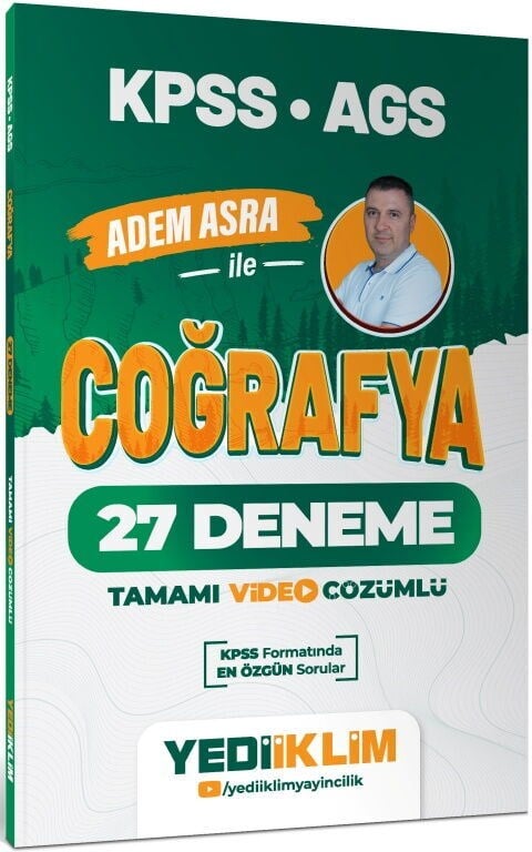 Yediiklim 2027 KPSS AGS Adem Asra ile Coğrafya Tamamı Video Çözümlü 27 Deneme