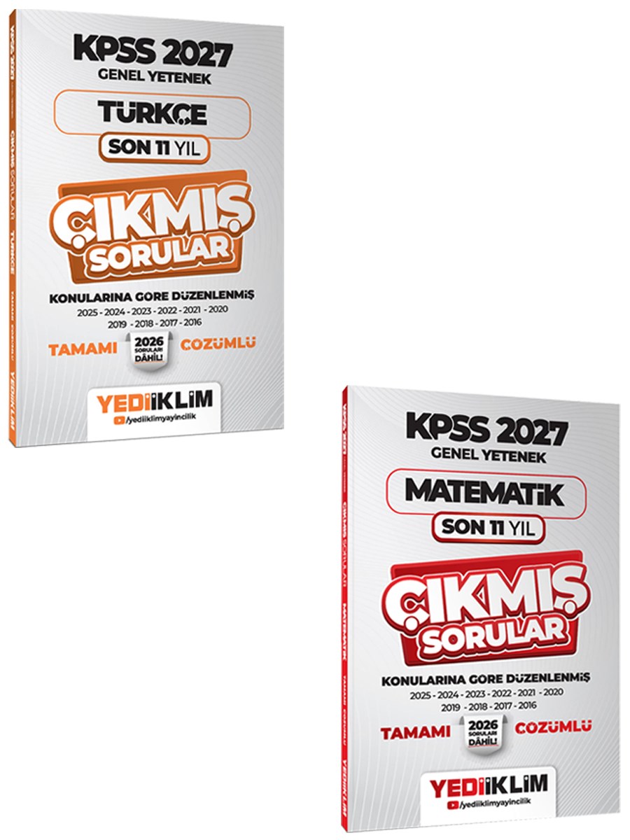 Yediiklim 2027 KPSS Genel Yetenek Lisans Konularına Göre Tamamı Çözümlü Son 11 Yıl Çıkmış Sorular Seti 2 Kitap