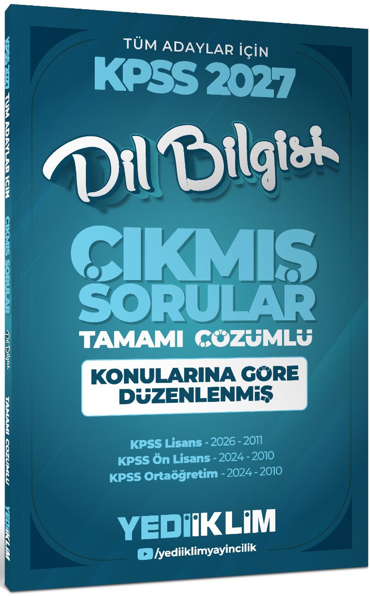 Yediiklim 2027 KPSS Tüm Adaylar İçin Dil Bilgisi Tamamı Çözümlü Çıkmış Sorular Konularına Göre Düzenlenmiş