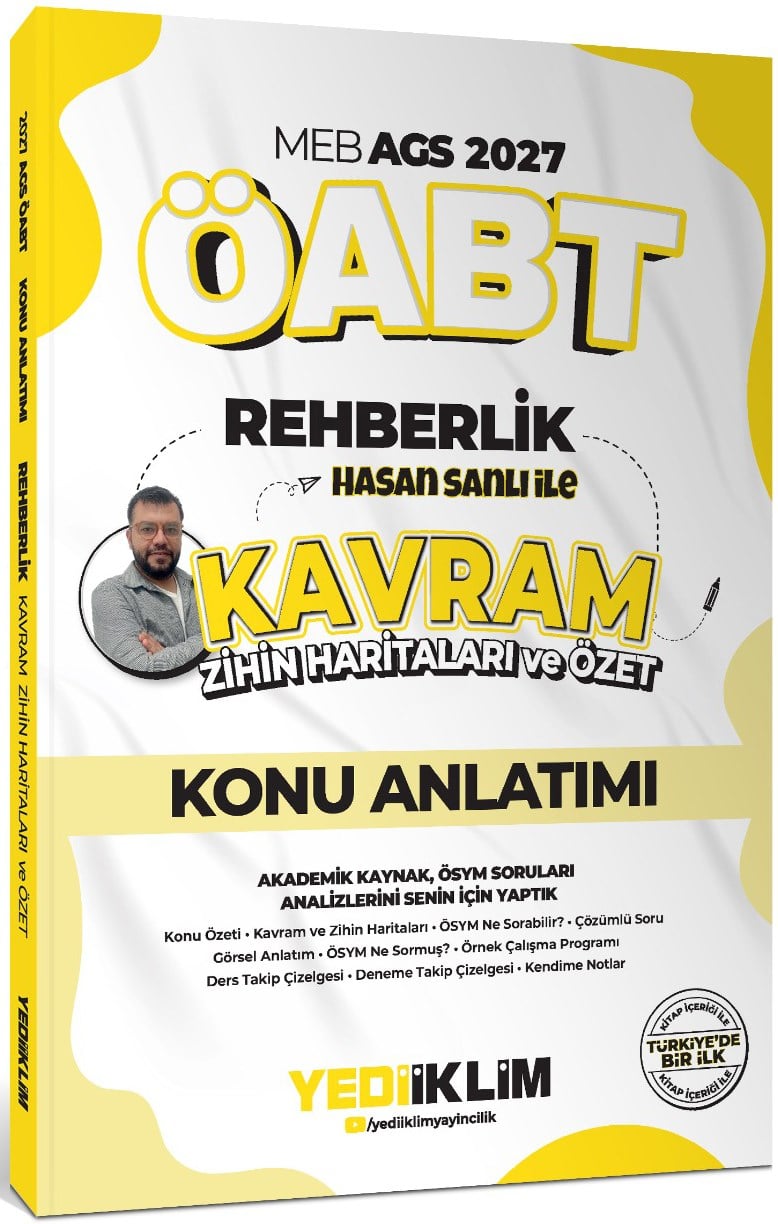 Yediiklim 2027 MEB AGS ÖABT Hasan Sanlı İle Rehberlik Kavram Zihin Haritaları Ve Özet Konu Anlatım