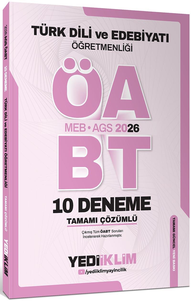 Yediiklim AGS ÖABT Türk Dili Ve Edebiyatı Öğretmenliği Tamamı Çözümlü 10 Deneme Sınavı