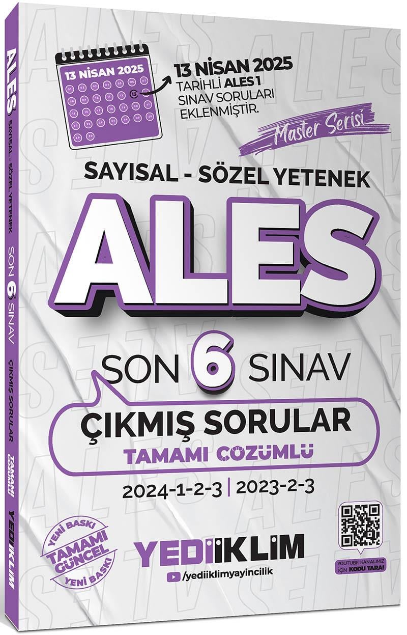 Yediiklim ALES Master Serisi Sayısal Sözel Yetenek Tamamı Çözümlü Son 6 Sınav Çıkmış Sorular