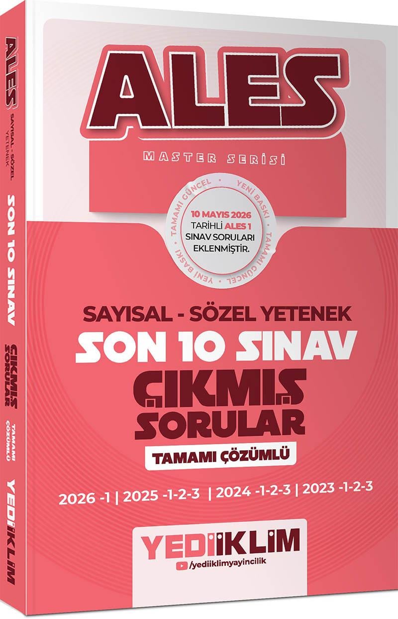 Yediiklim ALES Master Serisi Sayısal Sözel Yetenek Tamamı Çözümlü Son 10 Sınav Çıkmış Sorular