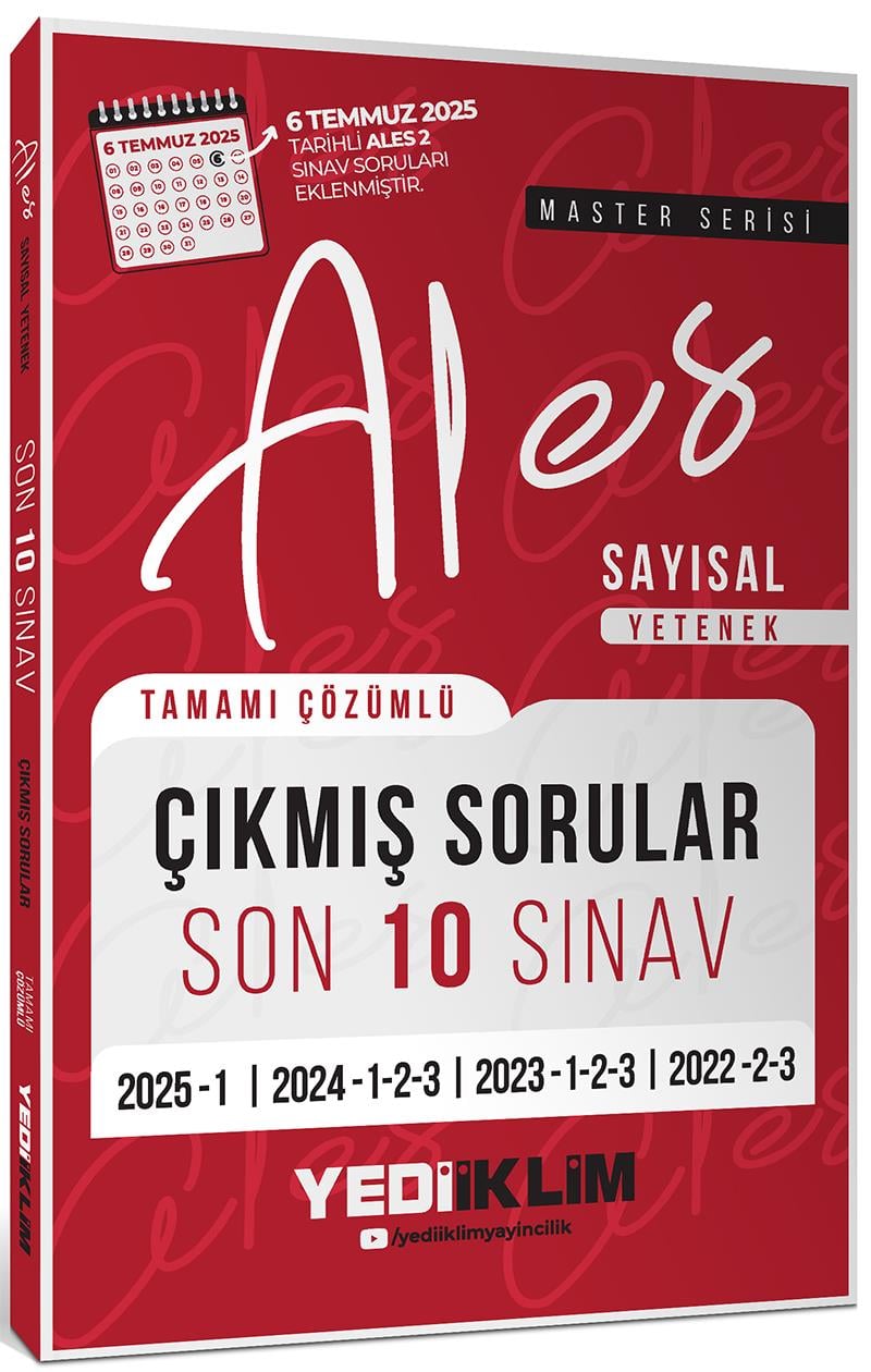 Yediiklim ALES Master Serisi Sayısal Yetenek Tamamı Çözümlü Son 10 Sınav Çıkmış Sorular 