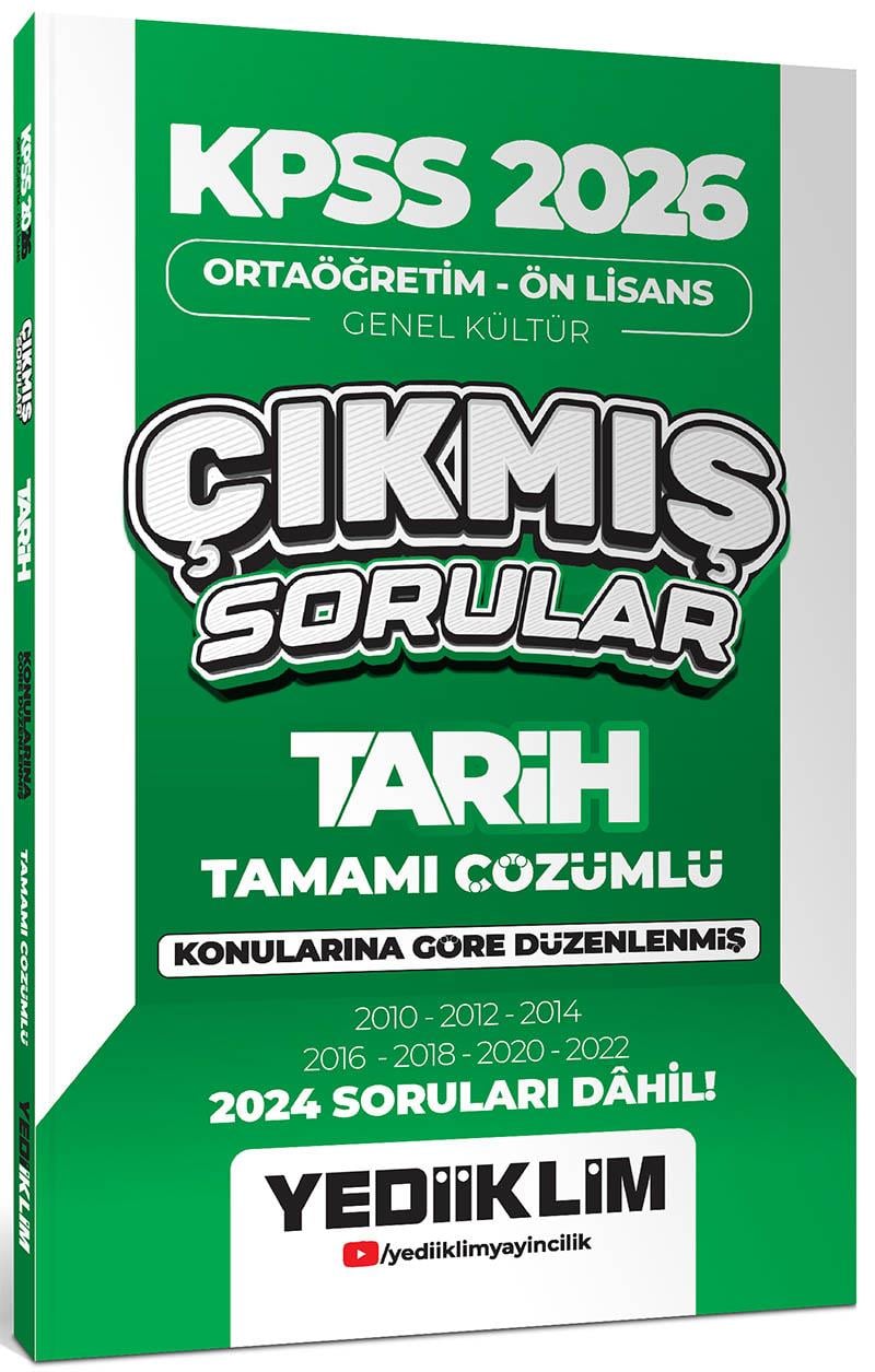 Yediiklim KPSS 2026 Ortaöğretim Önlisans Tarih Konularına Göre Çıkmış Sorular (2024 soruları dahil)