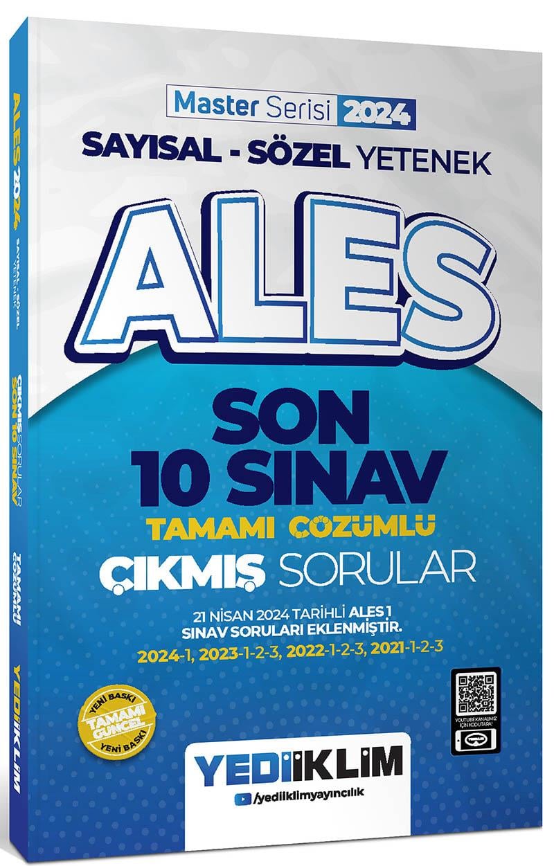 Yediiklim Yayınları 2024 ALES Sayısal Sözel Yetenek Son 10 Sınav Tamamı Çözümlü Çıkmış Sorular