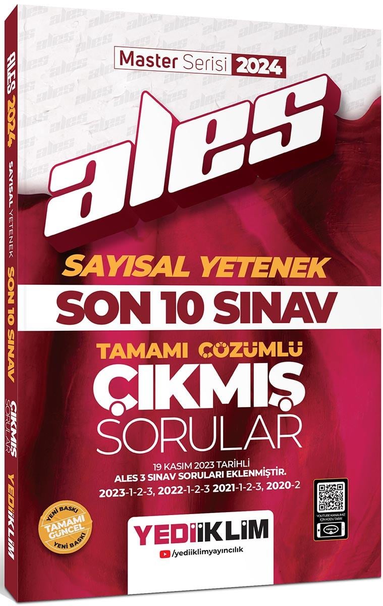 Yediiklim Yayınları 2024 ALES Sayısal Yetenek Son 10 Sınav Tamamı Çözümlü Çıkmış Sorular
