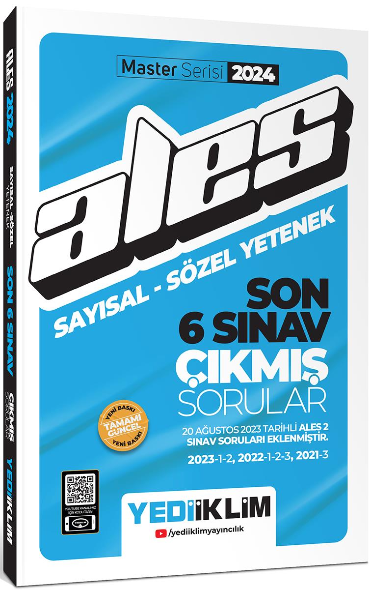 Yediiklim Yayınları 2024 Ales Sayısal Sözel Yetenek Son 6 Sınav Çıkmış Sorular