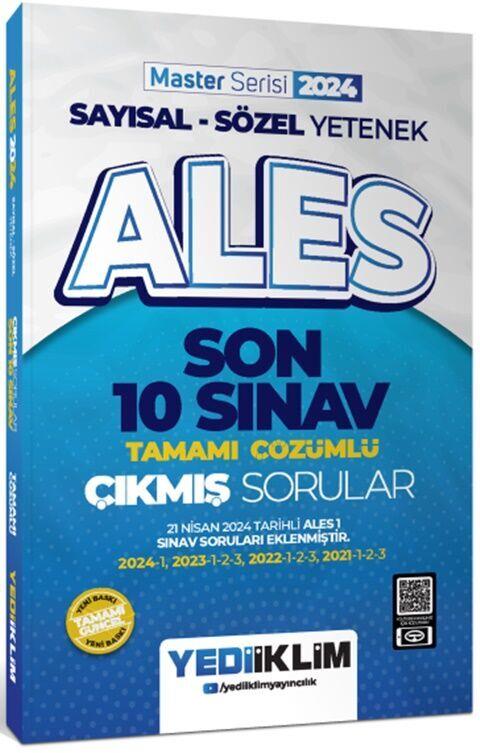 Yediiklim Yayınları 2024 ALES Sayısal Sözel Yetenek Son 10 Sınav Tamamı Çözümlü Çıkmış Sorular