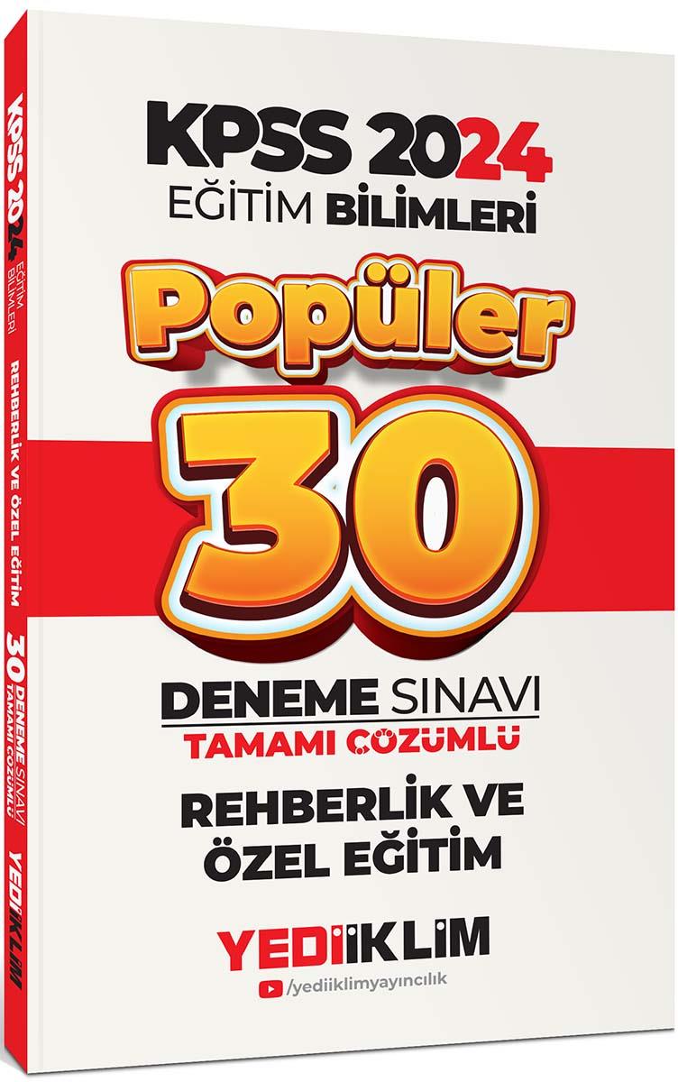 Yediiklim Yayınları 2024 Eğitim Bilimleri Rehberlik Özel Eğitim Popüler Tamamı Çözümlü 30 Deneme