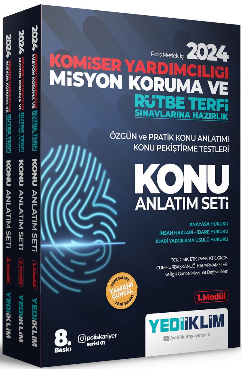 Yediiklim Yayınları 2024 Komiser Yardımcılığı Misyon Koruma ve Rütbe Terfi Sınavlarına Hazırlık Konu Anlatım Seti 3 Modül
