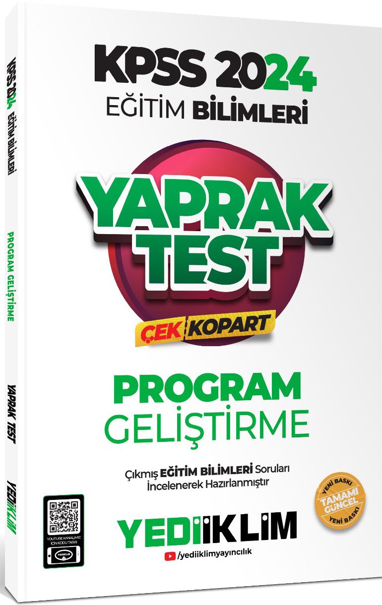 Yediiklim Yayınları 2024 KPSS Eğitim Bilimleri Program Geliştirme Çek Kopart Yaprak Test