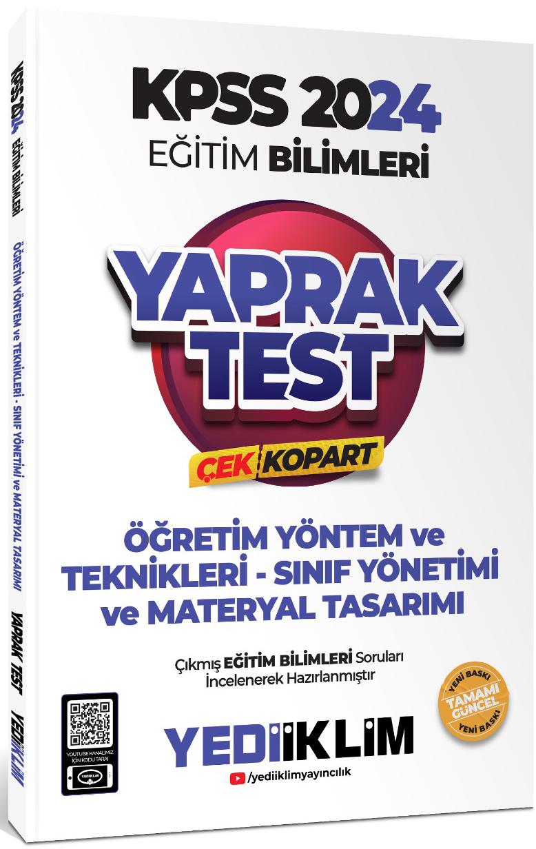 Yediiklim Yayınları 2024 KPSS Eğitim Bilimleri Öğretim Yöntem ve Teknikleri Çek Kopart Yaprak Test