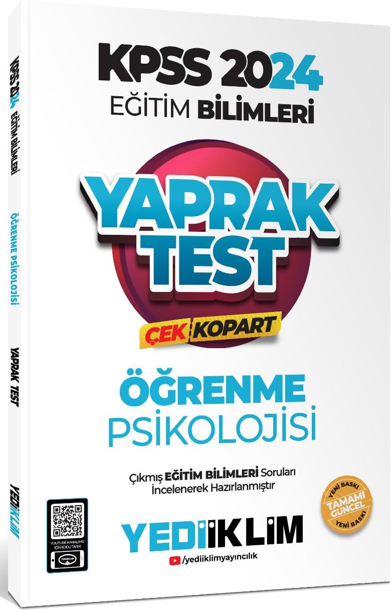 Yediiklim Yayınları 2024 KPSS Eğitim Bilimleri Öğrenme Psikolojisi Çek Kopart Yaprak Test