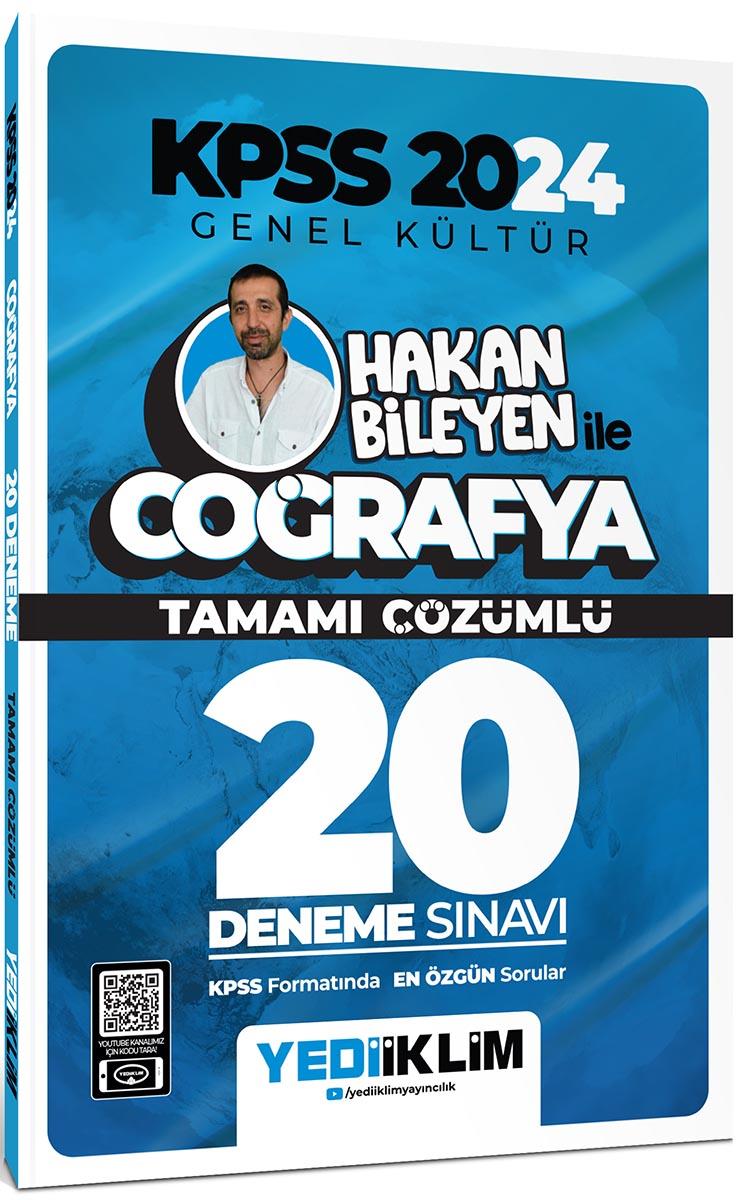 Yediiklim Yayınları 2024 KPSS Genel Kültür Hakan Bileyen ile Coğrafya Tamamı Çözümlü 20 Deneme