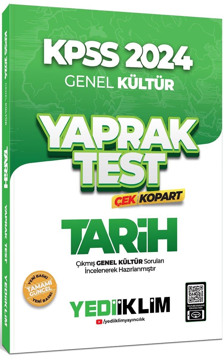 Yediiklim Yayınları 2024 KPSS Genel Kültür Tarih Çek Kopart Yaprak Test