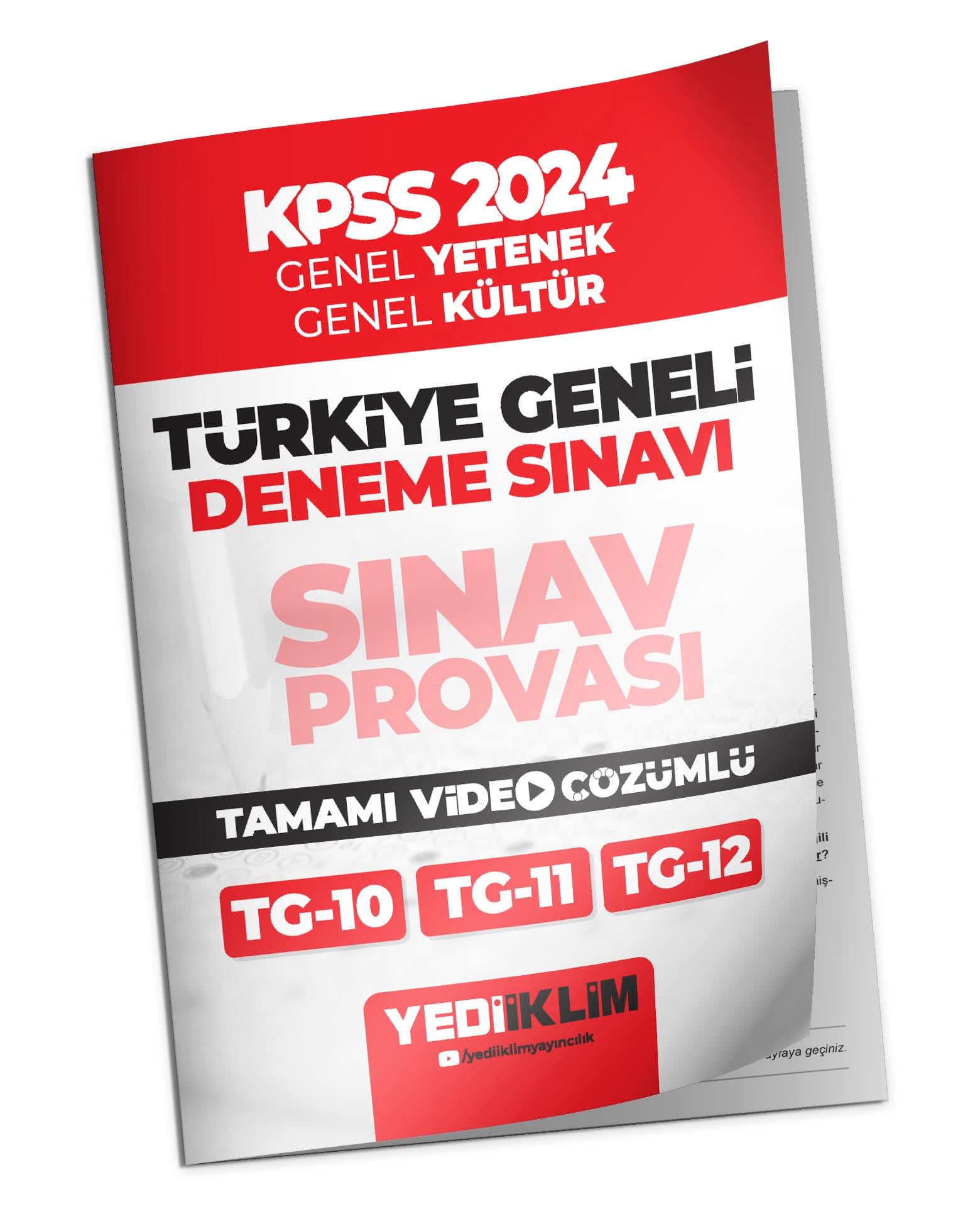 Yediiklim Yayınları 2024 KPSS GY-GK Türkiye Geneli Tamamı Video Çözümlü Sınav Provası 3 Deneme( 10-11-12)