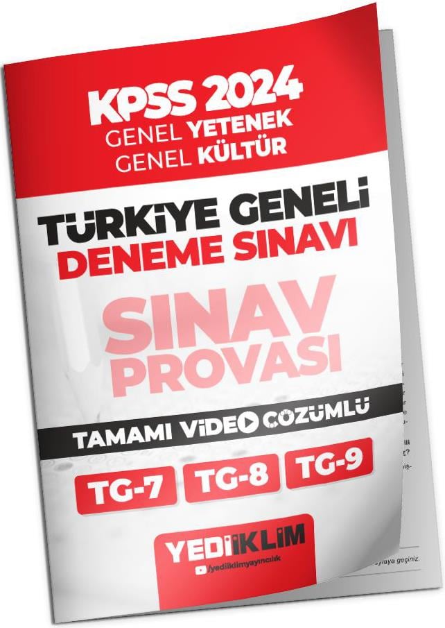 Yediiklim Yayınları 2024 KPSS GY-GK Türkiye Geneli Tamamı Video Çözümlü Sınav Provası 3 Deneme( 7-8-9 )
