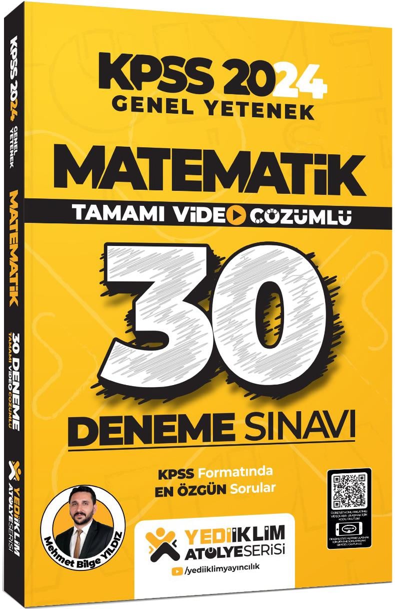 Yediiklim Yayınları 2024 Kpss Matematik Tamamı Video Çözümlü 30 Deneme-Mehmet Bilge Yıldız