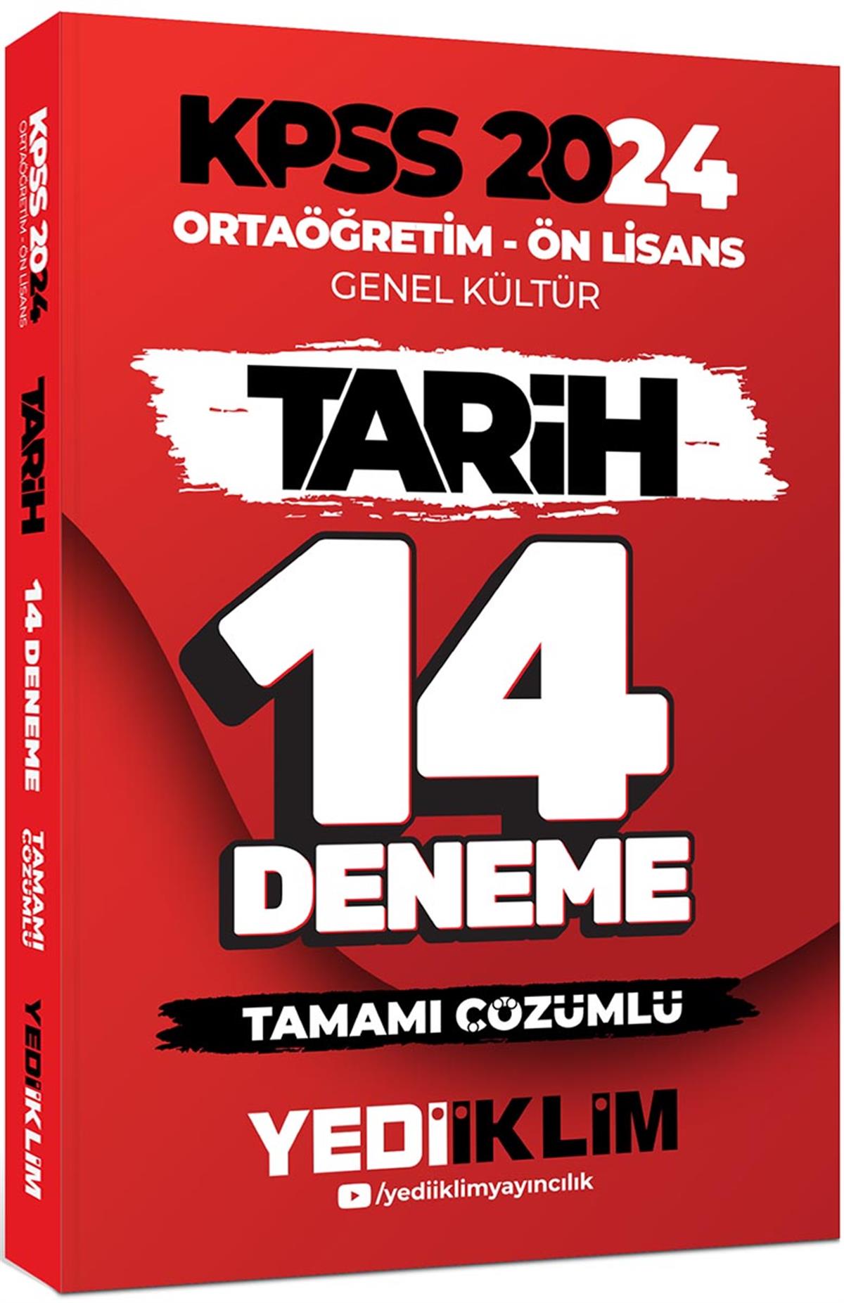 Yediiklim Yayınları 2024 KPSS Ortaöğretim Ön Lisans Genel Kültür Tarih 14 Deneme Tamamı Çözümlü