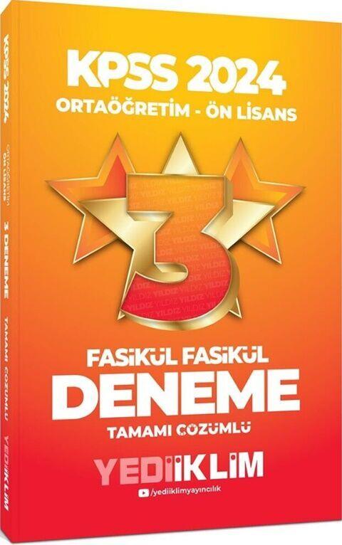 Yediiklim Yayınları 2024 KPSS Ortaöğretim Önlisans Fasikül Fasikül Tamamı Çözümlü 3 Deneme