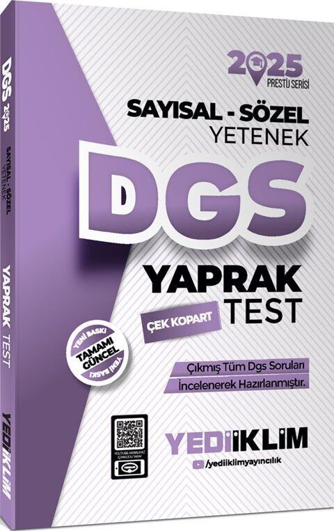 Yediiklim Yayınları 2025 DGS Sayısal Sözel Yetenek Çek Kopart Yaprak Test