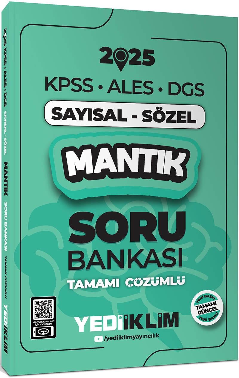 Yediiklim Yayınları 2025 KPSS ALES DGS Sayısal Sözel Mantık Tamamı Çözümlü Soru Bankası