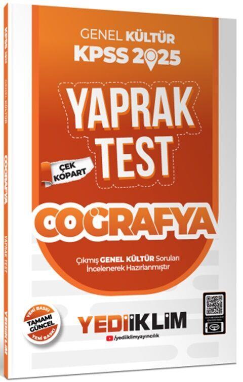 Yediiklim Yayınları 2025 KPSS Coğrafya Genel Kültür Çek Kopart Yaprak Test