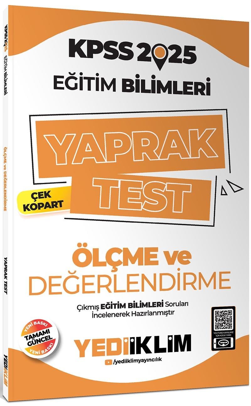 Yediiklim Yayınları 2025 KPSS Eğitim Bilimleri Ölçme ve Değerlendirme Çek Kopart Yaprak Test