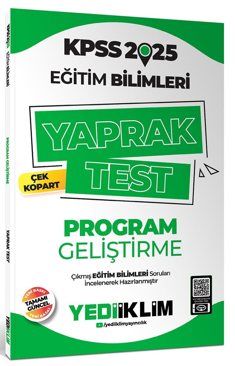 Yediiklim Yayınları 2025 KPSS Eğitim Bilimleri Program Geliştirme Çek Kopart Yaprak Test