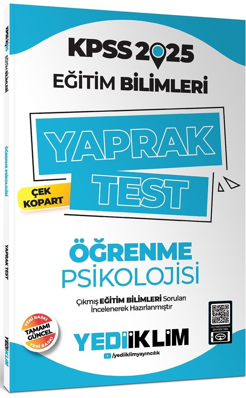 Yediiklim Yayınları 2025 KPSS Eğitim Bilimleri Öğrenme Psikolojisi Çek Kopart Yaprak Test
