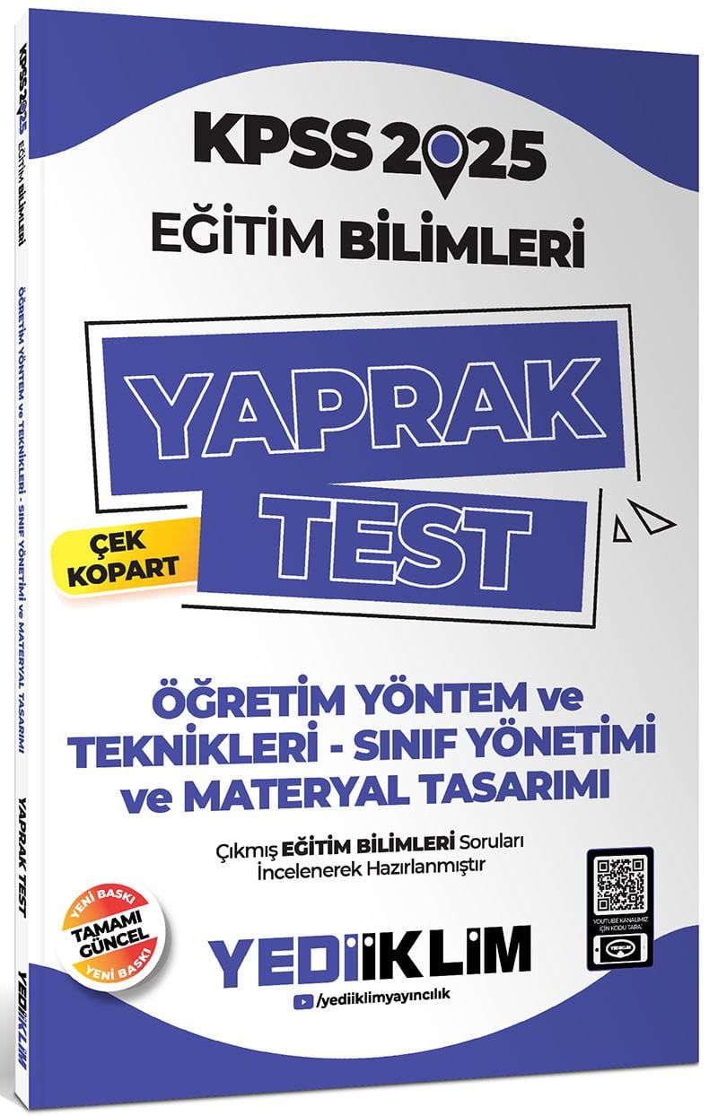 Yediiklim Yayınları 2025 KPSS Eğitim Bilimleri Öğretim Yöntem ve Teknikleri Çek Kopart Yaprak Test