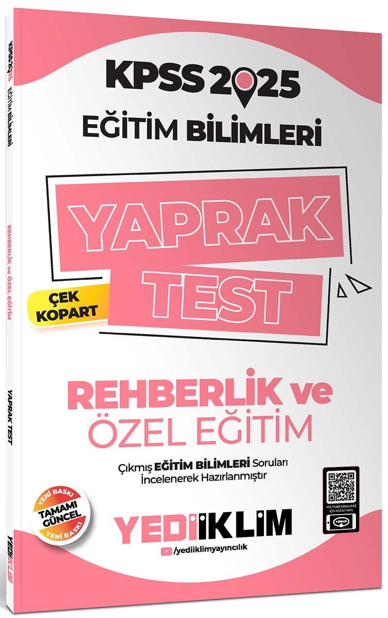 Yediiklim Yayınları 2025 KPSS Eğitim Bilimleri Rehberlik ve Özel Eğitim Çek Kopart Yaprak Test