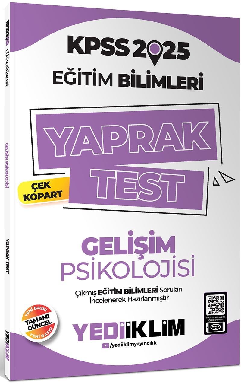 Yediiklim Yayınları 2025 KPSS Eğitim Bilimleri Gelişim Psikolojisi Çek Kopart Yaprak Test