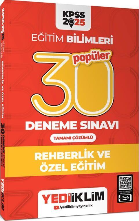Yediiklim Yayınları 2025 KPSS Eğitim Bilimleri 30 Popüler Rehberlik ve Özel Eğitim Tamamı Çözümlü Deneme Sınavı