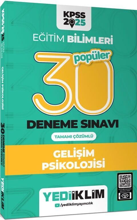 Yediiklim Yayınları 2025 KPSS Eğitim Bilimleri 30 Gelişim Psikolojisi Tamamı Çözümlü Deneme Sınavı