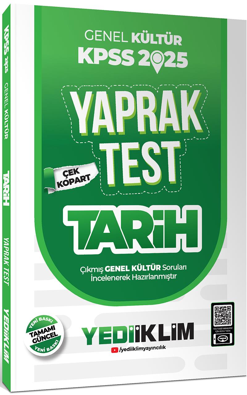 Yediiklim Yayınları 2025 KPSS Genel Kültür Tarih Çek Kopart Yaprak Test