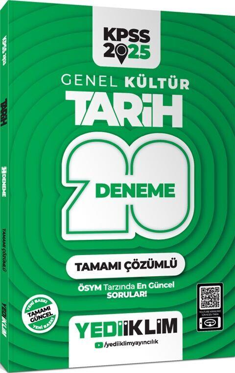 Yediiklim Yayınları 2025 KPSS Genel Kültür Tarih Tamamı Çözümlü 20 Deneme