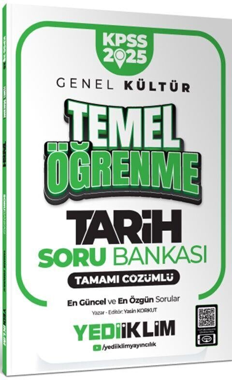 Yediiklim Yayınları 2025 KPSS Genel Kültür Tarih Temel Öğrenme Tamamı Çözümlü Soru Bankası