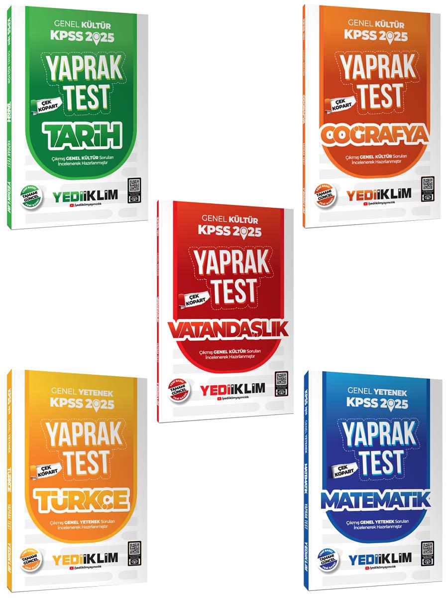 Yediiklim Yayınları 2025 KPSS Genel Yetenek Genel Kültür Yaprak Test 5 li Set