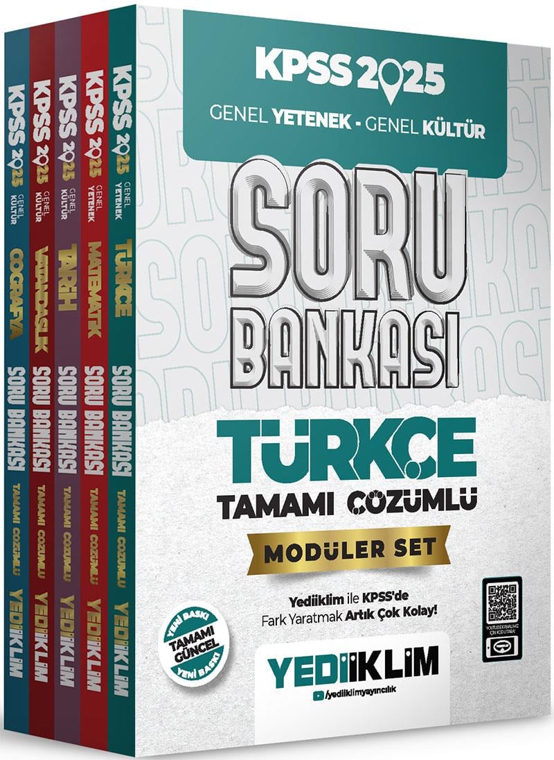 Yediiklim Yayınları 2025 KPSS Genel Yetenek Genel Kültür Tamamı Çözümlü Modüler Set Soru Bankası
