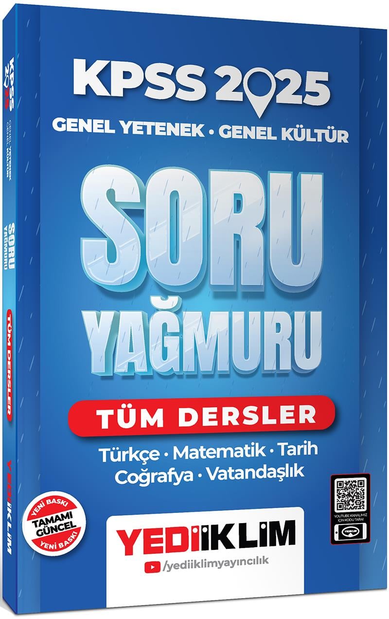 Yediiklim Yayınları 2025 KPSS Genel Yetenek Genel Kültür Tüm Dersler Soru Yağmuru