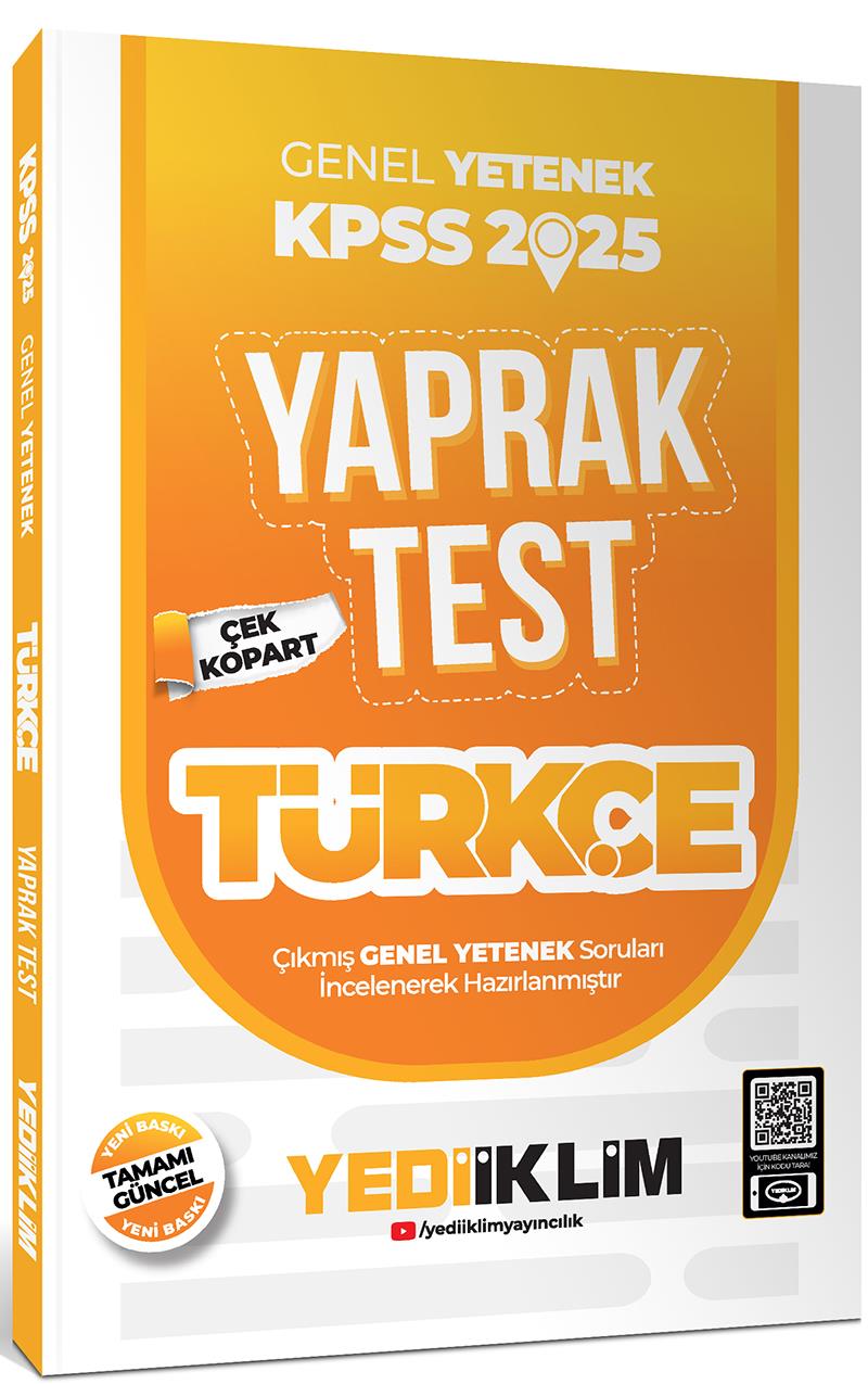 Yediiklim Yayınları 2025 KPSS Genel Yetenek Türkçe Çek Kopart Yaprak Test
