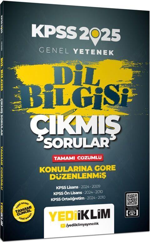 Yediiklim Yayınları 2025 KPSS Genel Yetenek Dil Bilgisi Tamamı Çözümlü Çıkmış Sorular