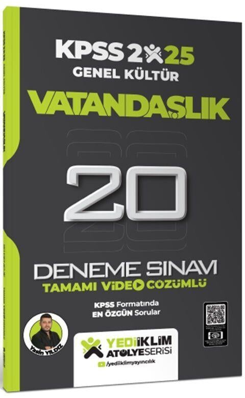 Yediiklim Yayınları 2025 KPSS Vatandaşlık Genel Kültür Atölye Serisi Tamamı Video Çözümlü 20 Deneme Sınavı