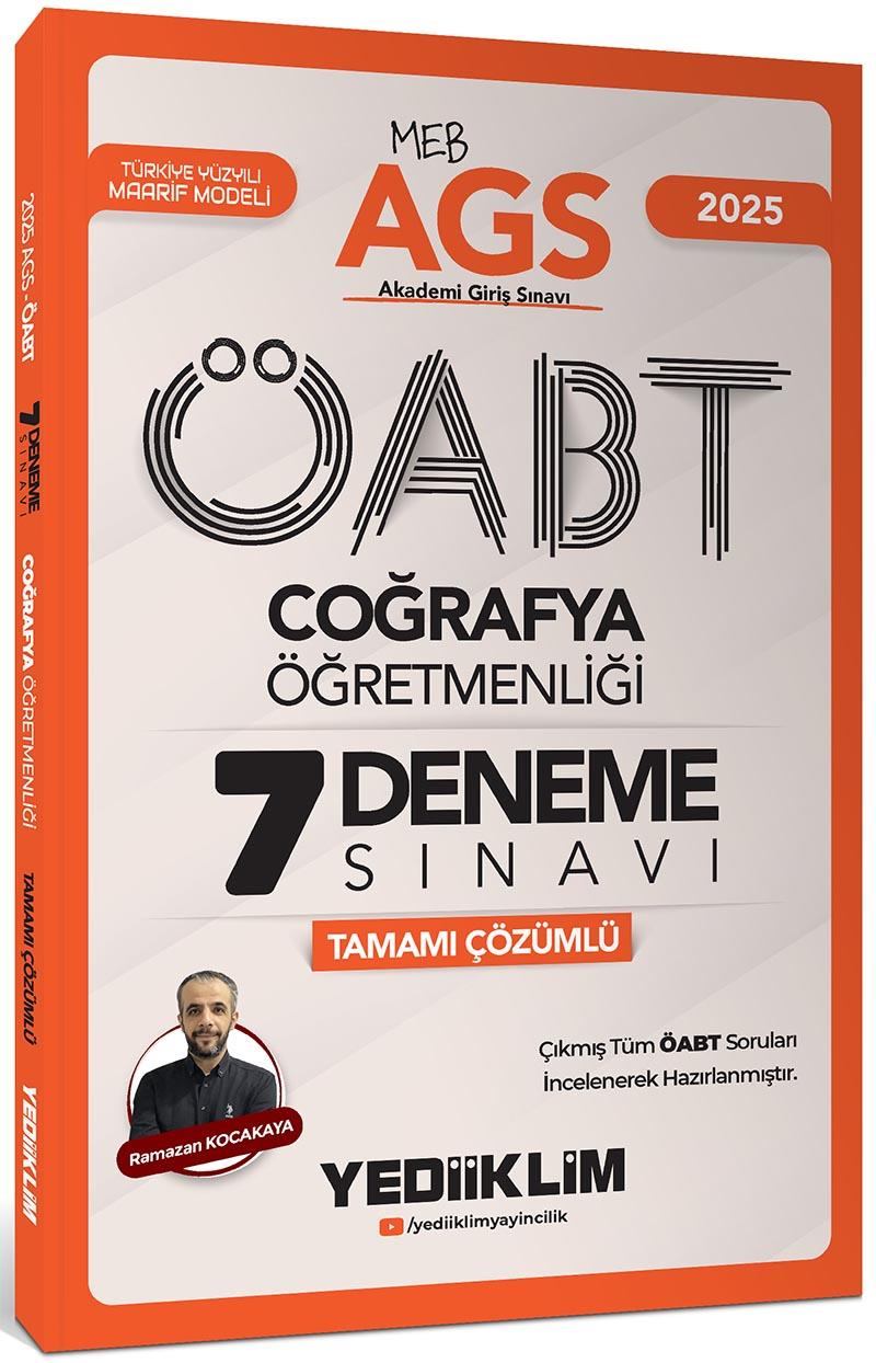 Yediiklim Yayınları 2025 MEB AGS ÖABT Coğrafya Öğretmenliği Tamamı Çözümlü 7 Deneme Sınavı