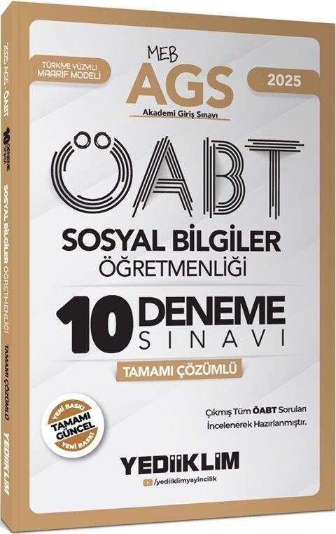 Yediiklim Yayınları 2025 MEB AGS ÖABT Sosyal Bilgiler Öğretmenliği Tamamı Çözümlü 10 Deneme Sınavı